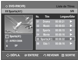 SAMSUNG DVD-R135 - Utilisation de la touche TITLE LIST - 5
