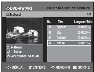 SAMSUNG DVD-R135 - Appuyez sur les touches  pour selectionner Oui, puis appuyez sur la touche ENTER.   Vous revenez automatiquement à l'écran Editor la liste de lecture une fois l'opération terminée. - 2