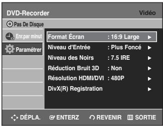 SAMSUNG DVD-R135 - Sélectionnez Format Écran à l'aide des touches ▲▼, puis appuyez sur la touche ENTER ▷. - 1