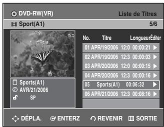 SAMSUNG DVD-R135 - Utilisation de la touche TITLE LIST - 6