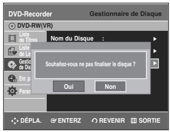 SAMSUNG DVD-R135 - Ne pas finaliser un dique (mode V/VR) - 4