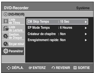 SAMSUNG DVD-R135 - Sélectionnez Système à l'aide des touches ▲▼, puis appuyez sur la touche ENTER ou ▷. Le menu système s'affichera. - 1