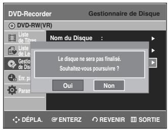 SAMSUNG DVD-R135 - Ne pas finaliser un dique (mode V/VR) - 5