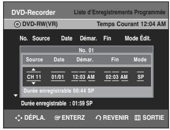 SAMSUNG DVD-R135 - Programmation d'un enregistrement - 4