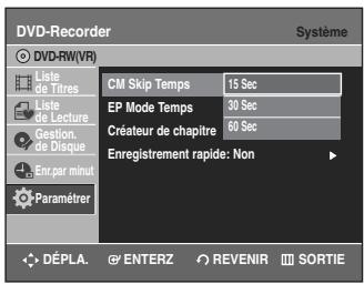 SAMSUNG DVD-R135 - Sélectionnez la durée désirée à l'aide des touches ▲▼, puis appuyez sur la touche ENTER ou ▷. - 1