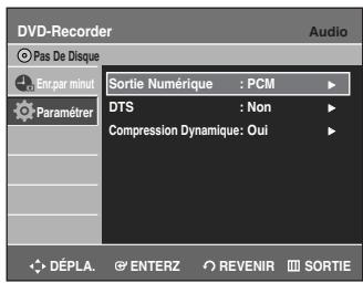 SAMSUNG DVD-R135 - Sélectionnez Audio à l'aide des touches ▲▼, puis appuyez sur la touche ENTER ou ▷. - 2