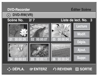 SAMSUNG DVD-R135 - Appuyez sur les touches ▲▼ △▶ pour sélectionner la scène à supprimer, puis appuyez sur ENTER. - 1