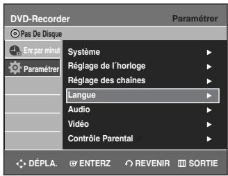 SAMSUNG DVD-R135 - Sélectionnez Paramétrer à l'aide des touches ▲▼, puis appuyez sur la touche ENTER ou ▷. - 2