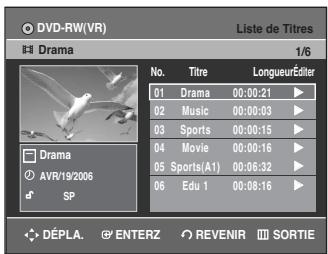 SAMSUNG DVD-R135 - Utilisation de la touche TITLE LIST - 1