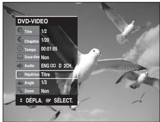 SAMSUNG DVD-R135 - Appuyez sur les touches  pour selectionner Repétition puis appuyez sur les touches  pour selectionner le Titre ou le Chapitre que vous souhaitez dire manière répétée. - 1