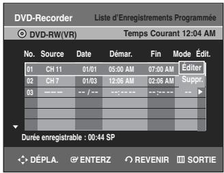 SAMSUNG DVD-R135 - Modifier la liste des dossiers programmes - 5
