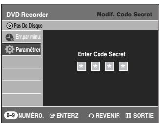 SAMSUNG DVD-R135 - Entrez votre mot de passer à 4 chiffres à l'aide des touches 0 à 9 de la télécommande. - 1