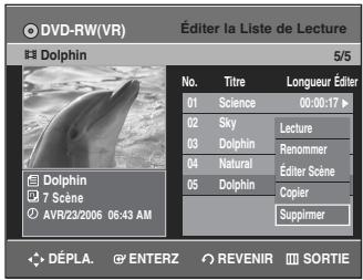 SAMSUNG DVD-R135 - Appuyez sur les touches  pour selectionner Supprimer, puis appuyez sur la touche ENTER. - 1