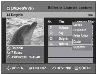 SAMSUNG DVD-R135 - Appuyez sur les touches ▲▼ pour sélectionnner Copier, puis appuyez sur la touche ENTER. La dernière liste de lecture sélectionnée sera copiee. - 1