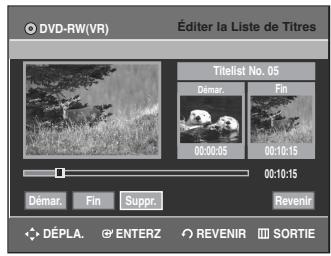 SAMSUNG DVD-R135 - Appuyez sur les touches  pour selectionner Suppr., puis appuyez sur la touche ENTER. - 1