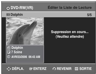SAMSUNG DVD-R135 - Appuyez sur les touches  pour selectionner Oui, puis appuyez sur la touche ENTER.   Vous revenez automatiquement à l'écran Editor la liste de lecture une fois l'opération terminée. - 1