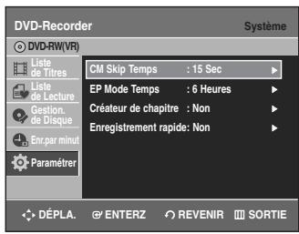 SAMSUNG DVD-R135 - Sélectionnez Système à l'aide des touches ▲▼, puis appuyez sur la touche ENTER ou ▷. Le menu Système s'affichera. - 1