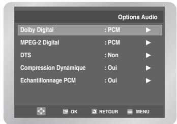 Options Audio Dolby Digital : PCM ► MPEG-2 Digital : PCM ► DTS : Non ► Compression Dynamique : Oui ► Echantillonnage PCM : Oui ►