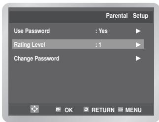 SAMSUNG DVD-V6700S - Setting up the Rating Level - 1