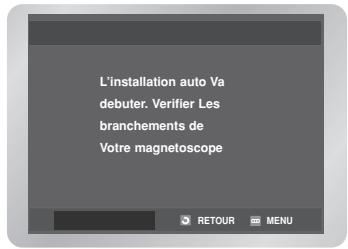 L'installation auto Va debuter. Verifier Les branchements de Votre magnetoscope