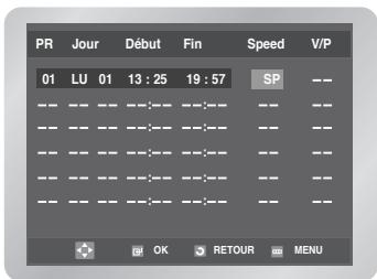 PR 01 LU 01 13 : 25 19 : 57 SP OK RETOUR MENU