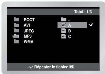 Total : 1/3 ROOT AVI JPEG MP3 WMA A B C Répeater le fichier