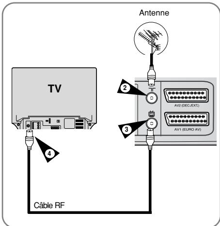 Antenne TV Câble RF AV2 (DEC/EXT) AV1 (EURO AV)