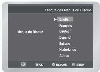 Langue des Menus du Disque English Français Deutsch Español Italiano Nederlands Autres Menus du Disque OK RETOUR MENU