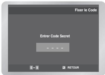Fixer le Code Entrer Code Secret 0~9 RETOUR
