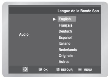 Langue de la Bande Son English Français Deutsch Español Italiano Nederlands Originale Autres OK RETOUR MENU