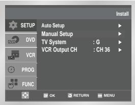 SAMSUNG DVD-V80 - VCR Presetting the Stations Manually - 2