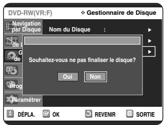 SAMSUNG DVD-VR325 - Appuyez sur les boutons ▲▼ pour sélectionner Disque Non Finalisé, puis appuyez sur le bouton OK ou ▷. - 1