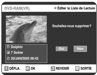 SAMSUNG DVD-VR325 - Appuyez sur les boutons pour selectionner Suppr., puis appuyez sur le bouton OK ou . - 2