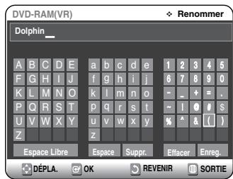 SAMSUNG DVD-VR325 - Sélectionnez les caractères souhaits en déplacant la barre de sélection à l'aide des touches ▲▼ ▲▶. - 1