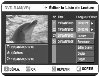 SAMSUNG DVD-VR325 - Sélectionnez dans la Liste de Lecture le titre que vous souhaitez dire en déplacant la barre de selection à l'aide des touches ▲▼, puis appuyez sur OK ou sur ▷. - 1