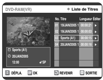 SAMSUNG DVD-VR325 - Sélectionnez Enreg. en déplaçant la barre de seLECTION à l'aide des touches ▲▼ ▲▶ puis appuyez sur OK. - 1