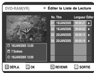 SAMSUNG DVD-VR325 - - Pour revenir au menu Éditer la Liste de Lecture - - 1