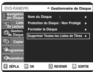 SAMSUNG DVD-VR325 - Suppression de toutes les Listes de Titres - 6
