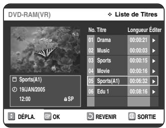 SAMSUNG DVD-VR325 - Appuyez sur la touche TITLE LIST. L'écran Nombre de Titres s'affiche. - 5