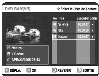 SAMSUNG DVD-VR325 - Appuyez sur les boutons pour selectionner Oui, puis appuyez sur le bouton OK. Vous etes automatiquement ramene a I'ecran Editor la Liste de Lecture a la fin de cette operation. - 2