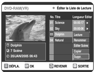 SAMSUNG DVD-VR325 - Appuyez sur les boutons pour selectionner Suppr., puis appuyez sur le bouton OK ou . - 1