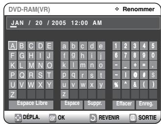 SAMSUNG DVD-VR325 - Appuyez sur les boutons ▲▼ pour sélectionner Renommer, puis appuyez sur le bouton OK ou L'écran Renommer s'affiche. - 2