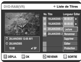 SAMSUNG DVD-VR325 - Sélectionnez Titre en déplacant la barre de selec-tion à l'aide des touches ▲▼ puis appuyez sur OK ou sur ▷. - 1