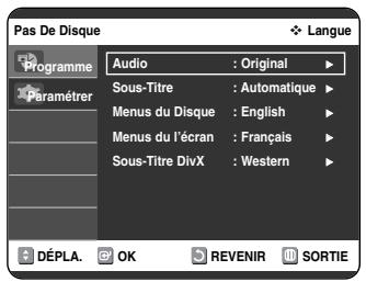 SAMSUNG DVD-VR325P - Configuration des options de langue - 2