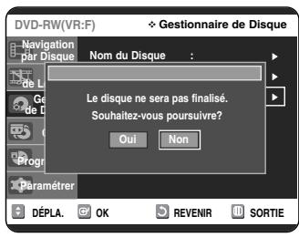 SAMSUNG DVD-VR325P - Annulation d'une finalisation de disque (modes V et VR) - 5