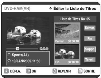 SAMSUNG DVD-VR325P - Suppression d'une partie d'un titre - 9