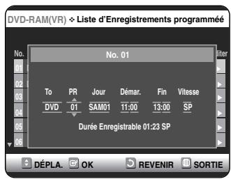 SAMSUNG DVD-VR325P - Edition de la liste d'enregistrement programmée - 8