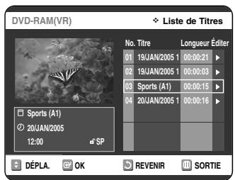SAMSUNG DVD-VR325P - Modification du nom d'un titre - 9