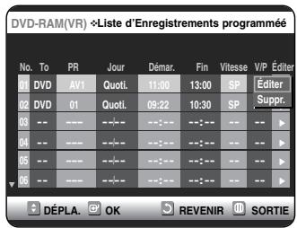 SAMSUNG DVD-VR325P - Suppression de la listedenregistrementprogrammée - 8