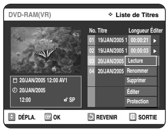 SAMSUNG DVD-VR325P - Modification du nom d'un titre - 5